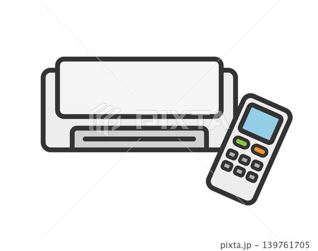 エアコンとリモコンのアイコン（線画カラー）のイラスト 139761705