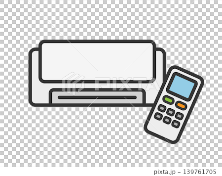 エアコンとリモコンのアイコン（線画カラー）のイラスト 139761705