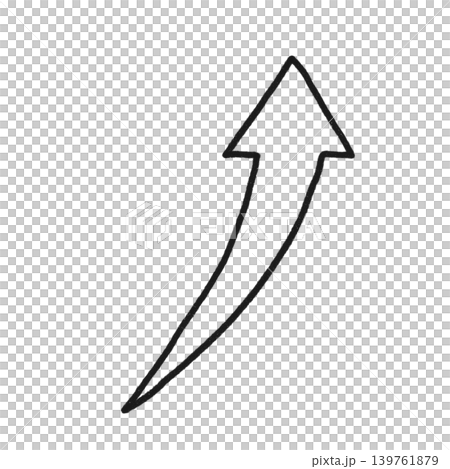 Hand-drawn style upward-curving arrow 139761879