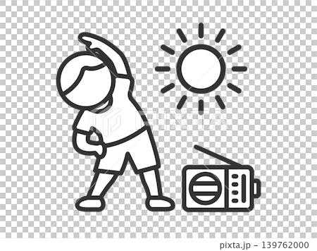 ラジオ体操をする男性のアイコン(線画)のイラスト ラジオ体操をする男性のアイコン(線画)のイラスト 139762000