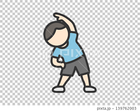 体操をする男性のアイコン（線画カラー）のイラスト 139762003