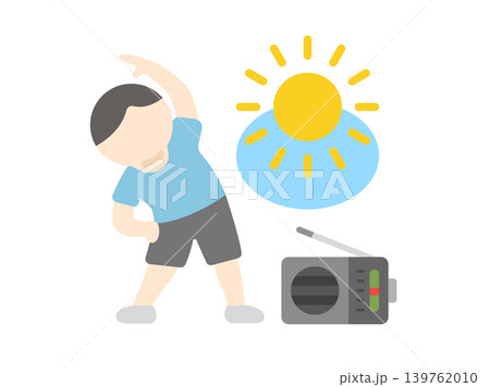 ラジオ体操をする男性のアイコンのイラスト ラジオ体操をする男性のアイコンのイラスト 139762010