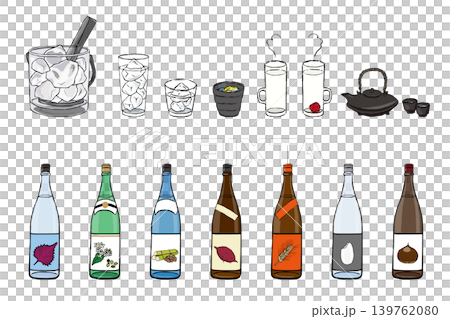 Shochu and sake cup illustration set - Izakaya menu material Shochu and sake cup illustration set - Izakaya menu material 139762080