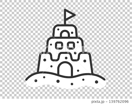 沙堡圖示（線條畫）插圖 139762096