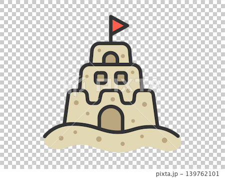 砂のお城のアイコン(線画カラー)のイラスト 砂のお城のアイコン(線画カラー)のイラスト 139762101