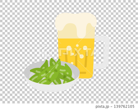 毛豆和生啤酒圖示插圖 毛豆和生啤酒圖示插圖 139762105
