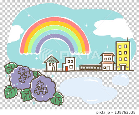雨後天空出現彩虹。 雨後天空出現彩虹。 139762339