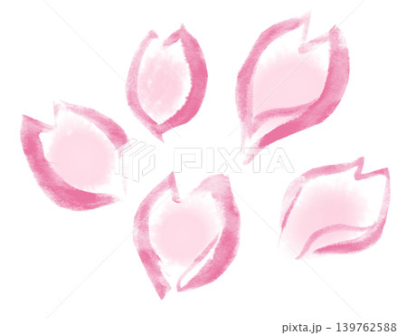 墨絵イラスト　筆書き　桜の花びら 139762588