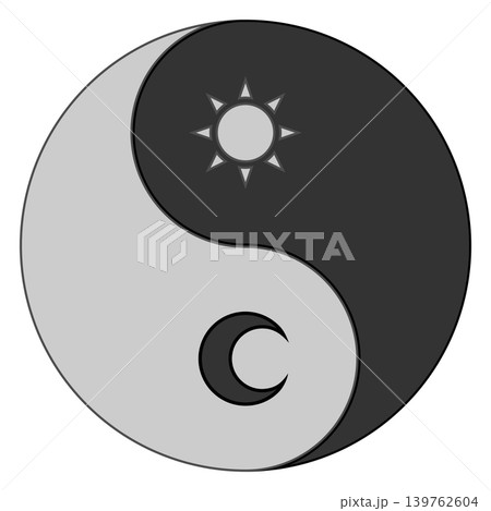 Yin Yang Sun and Moon grayscale 139762604