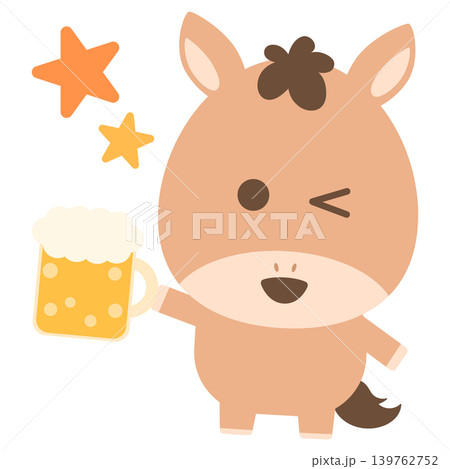 ビールで乾杯するかわいい馬 ビールで乾杯するかわいい馬 139762752