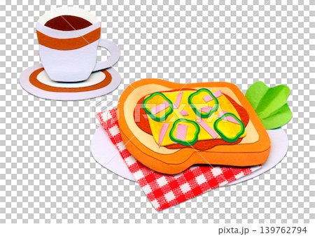 A collage illustration of pizza toast and coffee, perfect for a cafe-style morning meal. A collage illustration of pizza toast and coffee, perfect for a cafe-style morning meal. 139762794