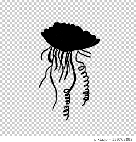 僧帽水母的輪廓插圖:危險生物/海洋警示資料 僧帽水母的輪廓插圖:危險生物/海洋警示資料 139762892