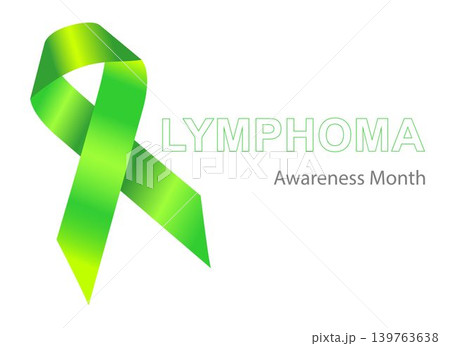 Lymphoma Awareness Month. Lime Green ribbon symbol of Lymphoma. Lime Green ribbon, Lymphoma awareness symbol. Lime green gradient ribbon on white background. 139763638