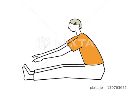 体を前に倒してストレッチをする女性 139763683