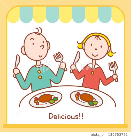 カフェで食事をするカップル 139763751