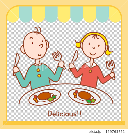カフェで食事をするカップル 139763751
