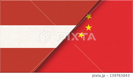 Flags of Austria and China. Austrian and Chinese National flags on Fabric 139763843