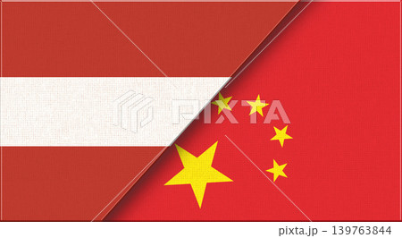 Flags of Austria and China. Austrian and Chinese National flags on Fabric Flags of Austria and China. Austrian and Chinese National flags on Fabric 139763844