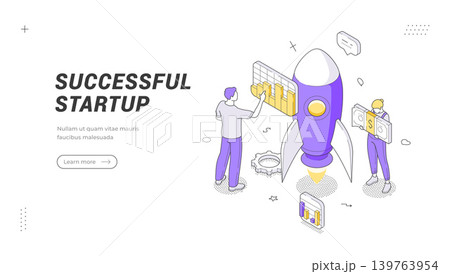 Successful Startup Launch Isometric Vector Illustration For Business Project Banner And Web Template 139763954