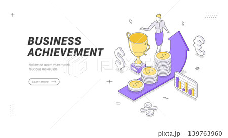 Business Achievement Isometric Vector Illustration For Financial Success Banner And Growth Web Template Business Achievement Isometric Vector Illustration For Financial Success Banner And Growth Web Template 139763960
