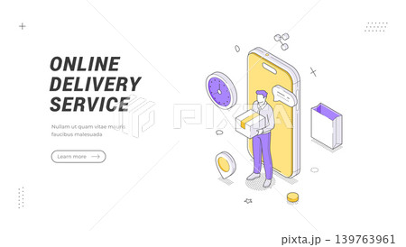 Online Delivery Service Isometric Vector Illustration For E-commerce Shipping Banner And App Template Online Delivery Service Isometric Vector Illustration For E-commerce Shipping Banner And App Template 139763961