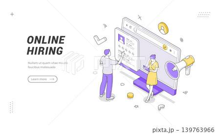 Online Hiring And Recruitment Isometric Vector Illustration For Human Resources Banner And Web Template Online Hiring And Recruitment Isometric Vector Illustration For Human Resources Banner And Web Template 139763966