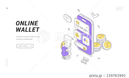 Online Wallet Isometric Vector Illustration E-Payment Banner Template 139763991