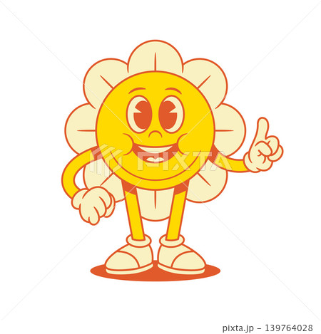 Comic yellow flower chamomile cartoon character idea attention contoured vector flat Comic yellow flower chamomile cartoon character idea attention contoured vector flat 139764028