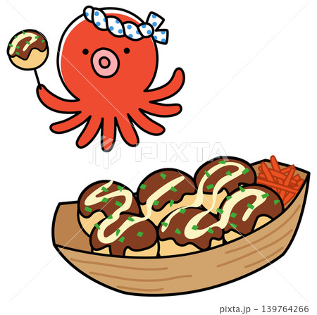 たこ焼き かわいいタコのキャラクター たこ焼き かわいいタコのキャラクター 139764266