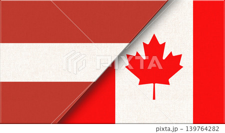 Flags of Austria and Canada. Austrian and Canadian National flags on Fabric Flags of Austria and Canada. Austrian and Canadian National flags on Fabric 139764282