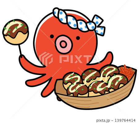 たこ焼き　かわいいタコのキャラクター 139764414