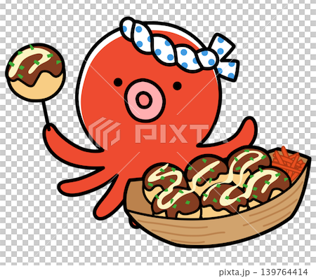 たこ焼き　かわいいタコのキャラクター 139764414