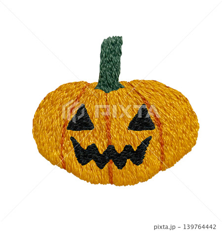 【ハロウィンのおばけカボチャ】手刺繍イラスト素材 139764442