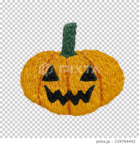 【ハロウィンのおばけカボチャ】手刺繍イラスト素材 139764442