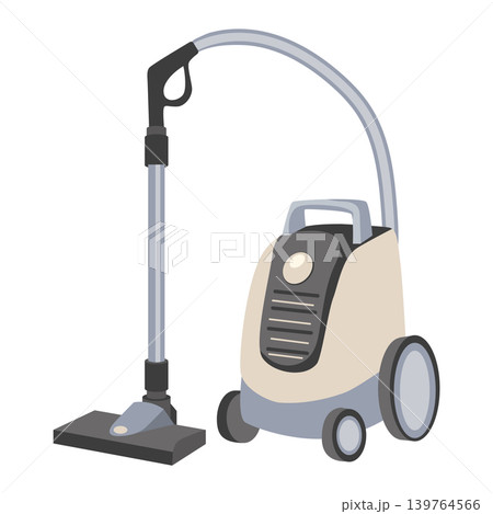 Green vacuum cleaner in flat design. Housekeeping appliance for floor cleanup. Vector illustration isolated. 139764566