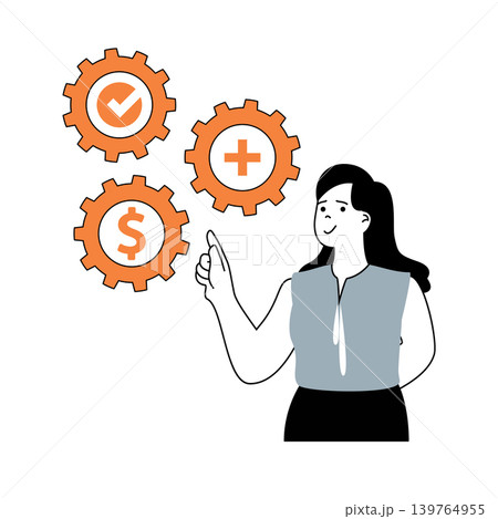 Business and finance concept with cartoon people in flat design for web. Woman making process organization, deal approve and payment. Vector illustration for social media banner, marketing material. Business and finance concept with cartoon people in flat design for web. Woman making process organization, deal approve and payment. Vector illustration for social media banner, marketing material. 139764955