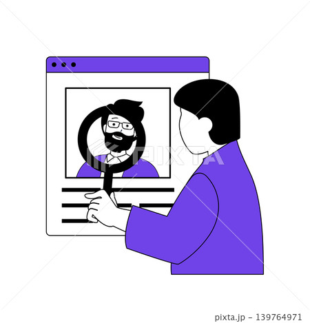 Recruitment concept with cartoon people in flat design for web. Man with magnifier looking and choosing candidates with online resume. Vector illustration for social media banner, marketing material. Recruitment concept with cartoon people in flat design for web. Man with magnifier looking and choosing candidates with online resume. Vector illustration for social media banner, marketing material. 139764971