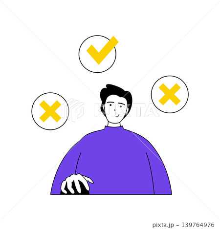 Online voting concept with cartoon people in flat design for web. Man takes part in democratic vote, choosing and applying checkbox. Vector illustration for social media banner, marketing material. Online voting concept with cartoon people in flat design for web. Man takes part in democratic vote, choosing and applying checkbox. Vector illustration for social media banner, marketing material. 139764976