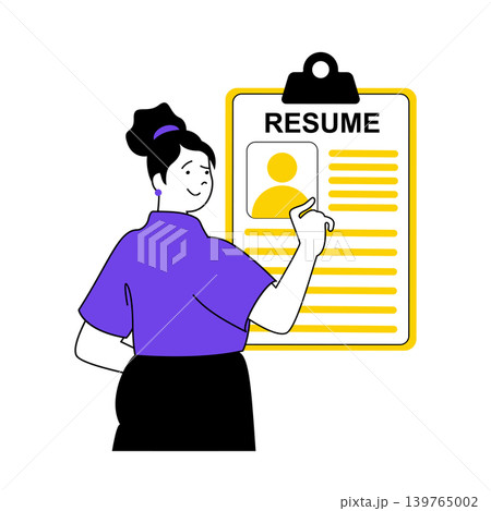 Recruitment concept with cartoon people in flat design for web. Woman with best professional resume looking new career opportunities. Vector illustration for social media banner, marketing material. 139765002