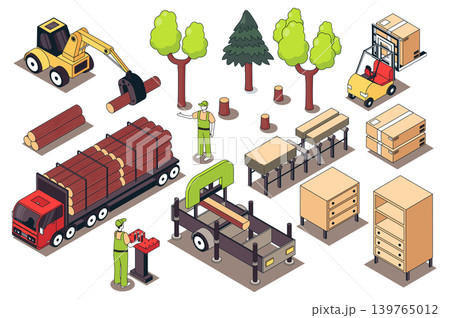 Furniture Manufacture Isometric Elements Furniture Manufacture Isometric Elements 139765012