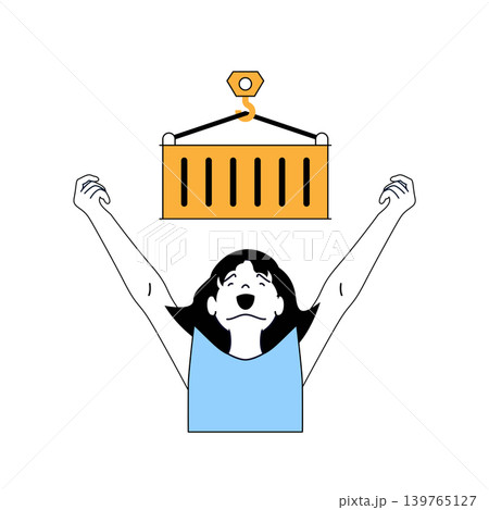 Delivery concept with cartoon people in flat design for web. Woman works at global logistic company with freight shipment in container. Vector illustration for social media banner, marketing material. Delivery concept with cartoon people in flat design for web. Woman works at global logistic company with freight shipment in container. Vector illustration for social media banner, marketing material. 139765127