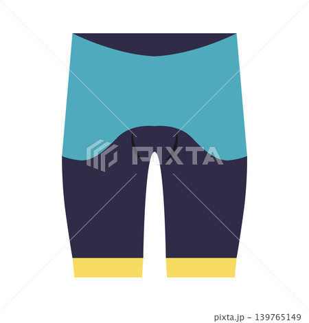 Blue cycling short in flat design. Biking clothing, textile tight pants. Vector illustration isolated. Blue cycling short in flat design. Biking clothing, textile tight pants. Vector illustration isolated. 139765149