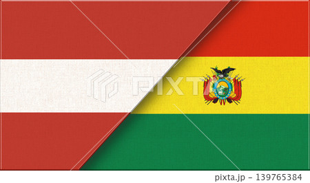Flags of Austria and Bolivia. Austrian and Bolivian National flags on Fabric 139765384