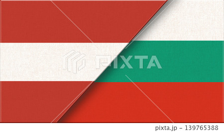 Flags of Austria and Bulgaria. Austrian and Bulgarian National flags on Fabric Flags of Austria and Bulgaria. Austrian and Bulgarian National flags on Fabric 139765388