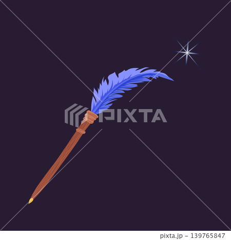 Feather pen in flat design. Antique handwriting tool with bird plume. Vector illustration isolated. 139765847