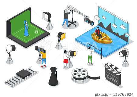 Movie Production Isometric Elements Movie Production Isometric Elements 139765924