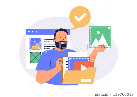 Content manager web concept with flat cartoon people for website design. 139766018