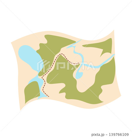 Hiking map in flat design. Cartography navigation at camping journey. Vector illustration isolated. 139766109