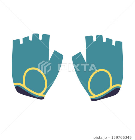 Cycling gloves in flat design. Biking sport clothing for hand protection. Vector illustration isolated. 139766349