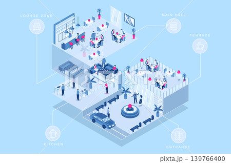 Restaurant Isometric Concept Restaurant Isometric Concept 139766400